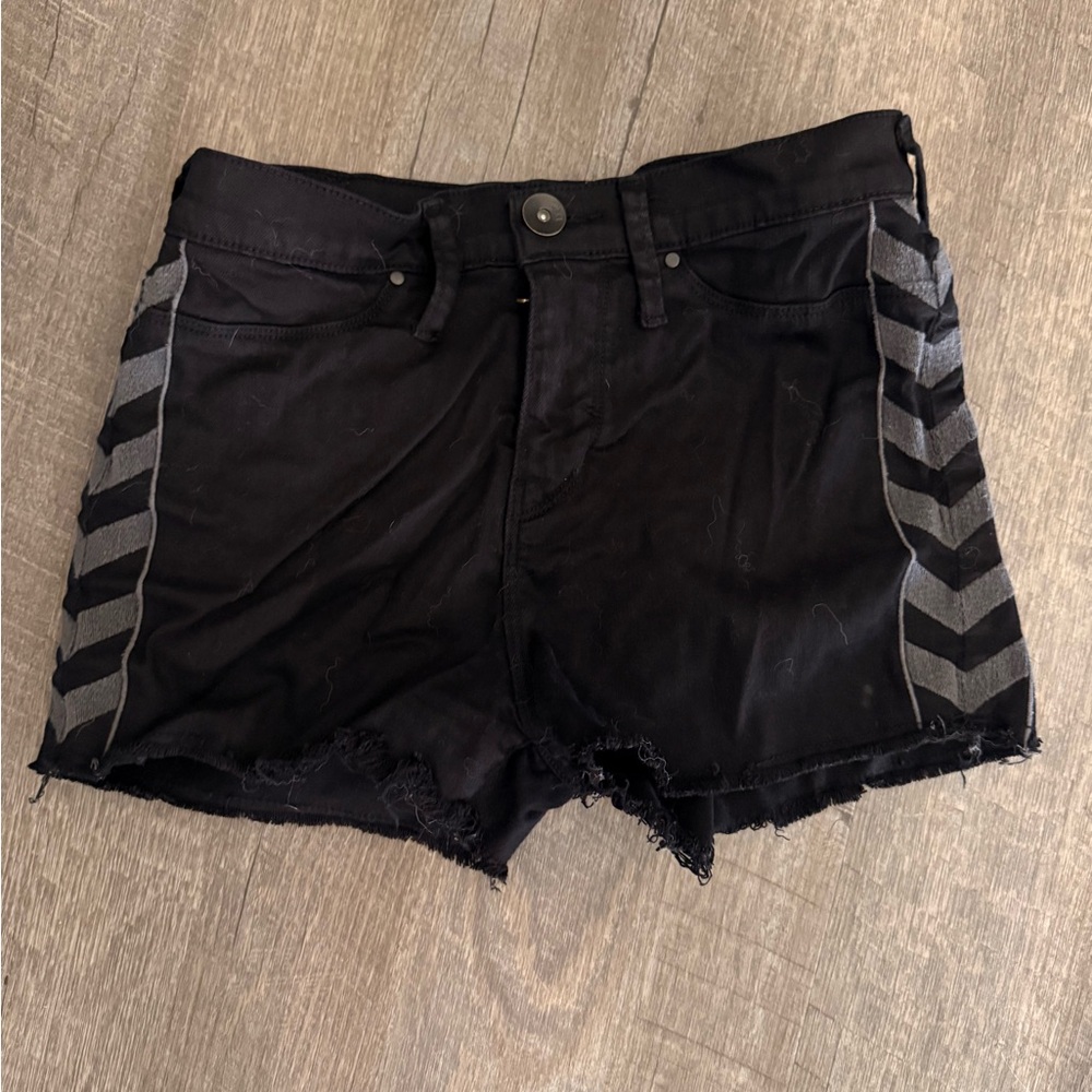 Black and Gray Jean Shorts with Chevron Design
